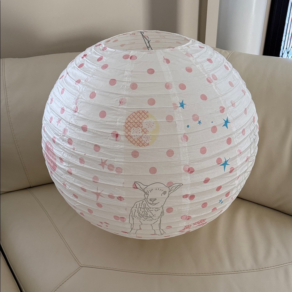 Mimi'Lou Pink Polka Dots & Sheep Paper Lantern NEW